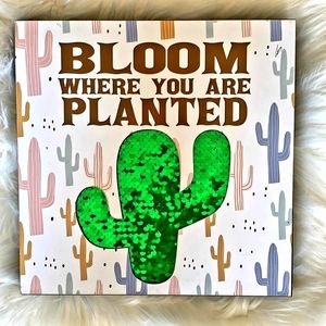 Bloom Where You Are Planted Sequin Cactus Decor